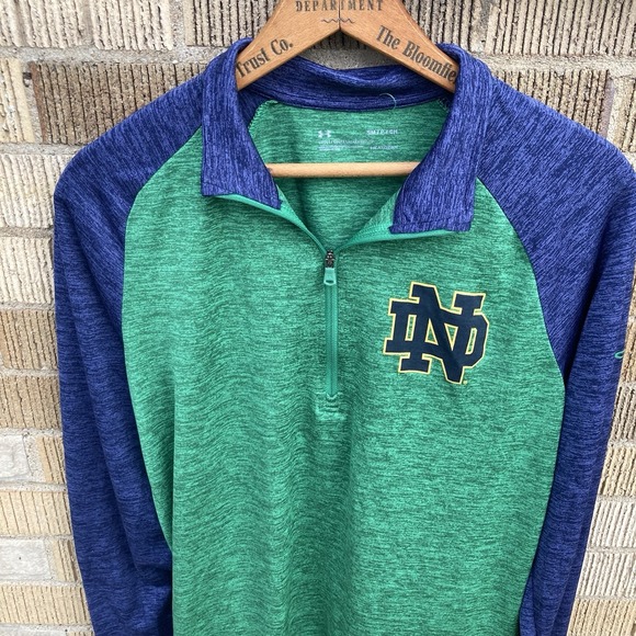 Under Armour Men's Small Notre Dame Fishing Irish Light Quarter Zip GREEN Slate - Picture 1 of 7